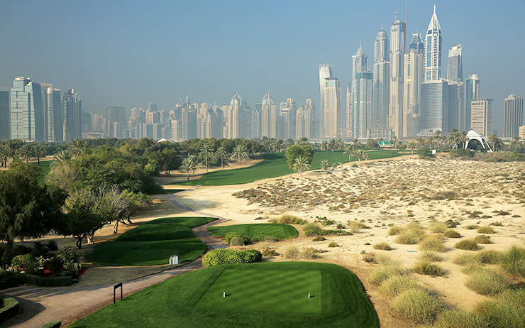 The iconic par 4 8th hole on the Majlis is sure to have a say in the 18th Dubai Golf Trophy matches