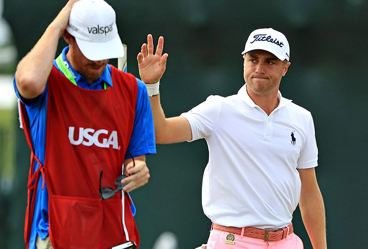 Where does Justin Thomas' round rank among the 63s in majors?