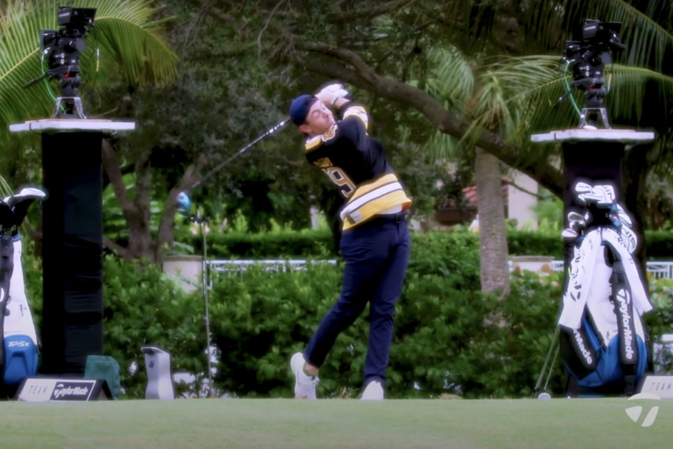 Watch Tiger Woods bomb a “Happy Gilmore” drive while Rory McIlroy’s attempt takes out a launch monitor