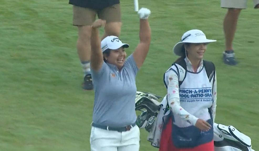 Another LPGA player wins a Lamborghini(!) with hole-in-one, reacts accordingly