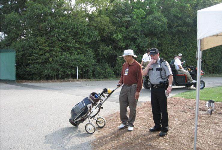 If this guy really brought his clubs to a Masters practice round thinking he could play, he’s a golf legend