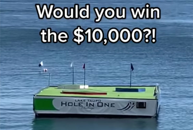 WATCH: New Zealand driving range with an island green and a $10,000 hole-in-one prize