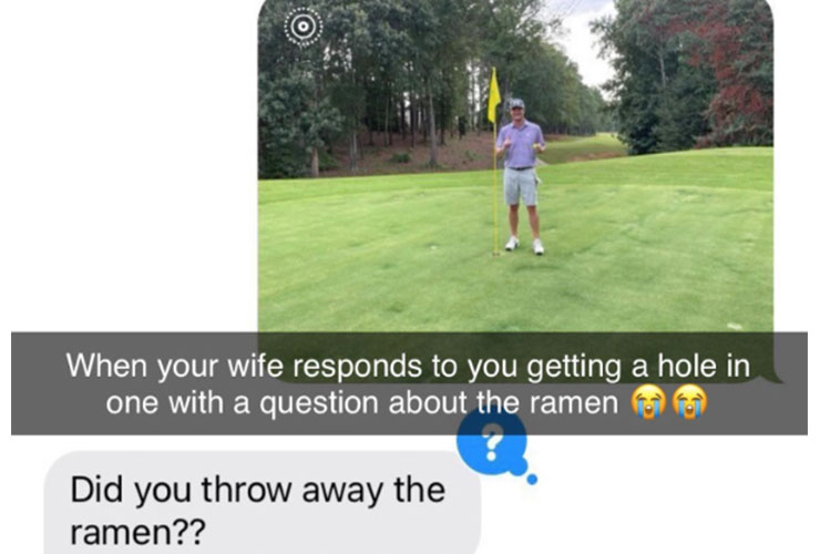 LOOK: Man makes hole-in-one, wife rains on his parade with most irrelevant response ever