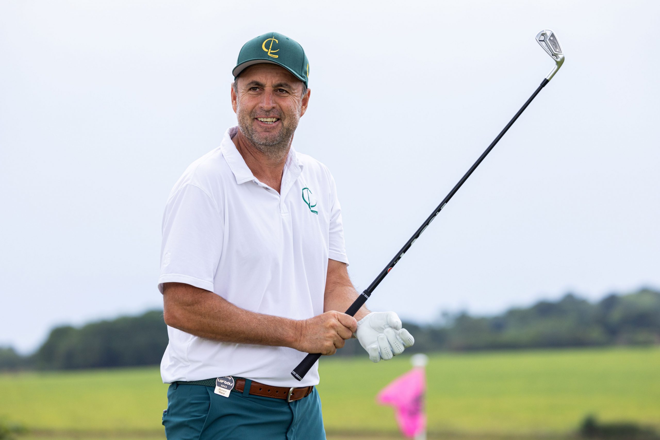 Richard Bland of Cleeks GC on the driving range ahead of his LIV Golf London second round at the Centurion Club on 8 July 2023. Picture by LIV Golf.