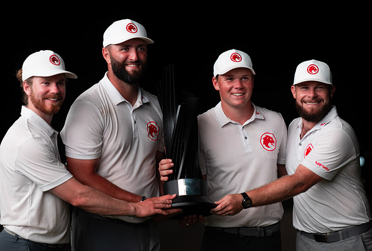 Kieran Vincent, Captain Jon Rahm, Caleb Surratt and Tyrrell Hatton of Legion XIII - LIV Golf Mayakoba