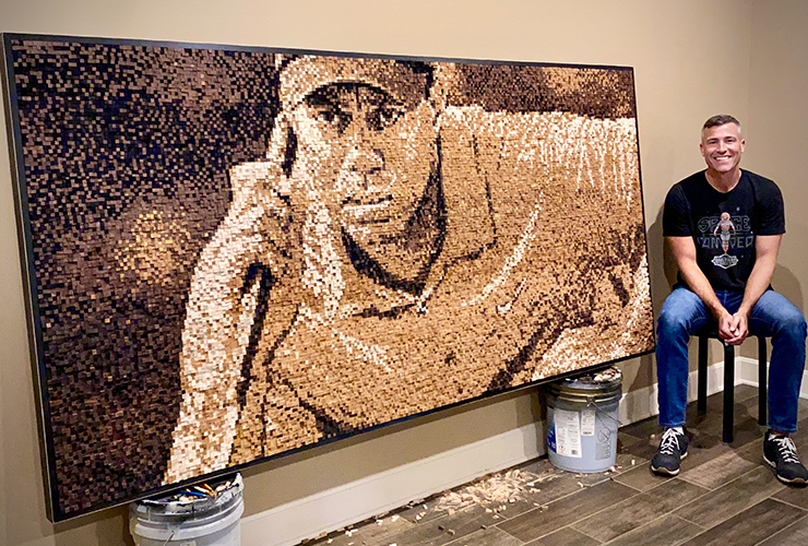 Artist creates Tiger Woods masterpiece using 30,000 wood blocks