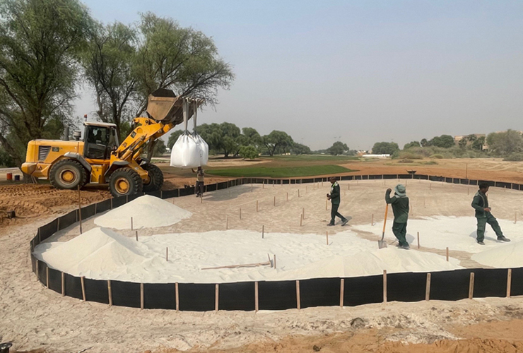 Hole 10 green being raised