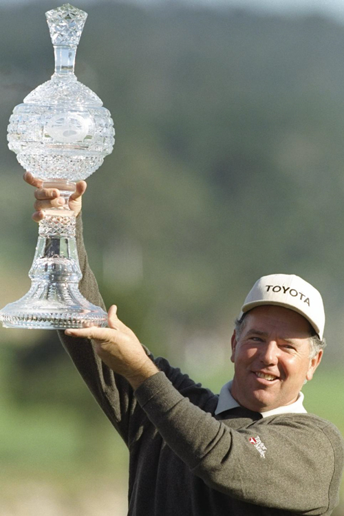 Mark O''Meara celebrates winning the 1997 title at Pebble Beach - Andy Lyons