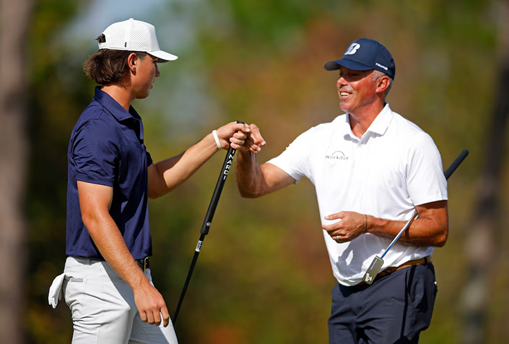Matt Kuchar and son Cameron post an 18-under 54, to win the PNC Championship by a record seven strokes